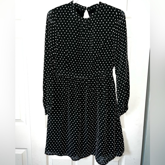 I. Madeline Black and White Polka Dot Dress, L - Picture 1 of 7